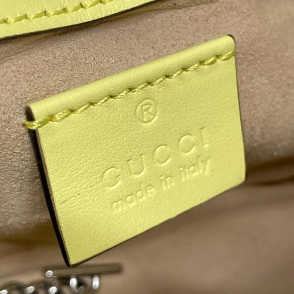 Auth GUCCI GG Marmont Quilted Leather Super Mini Bag 476433 Yellow Light Leather - Picture 15 of 16